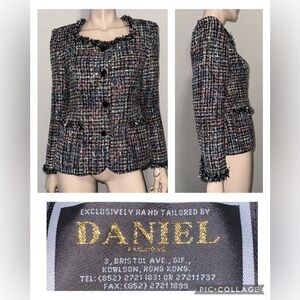 Daniel Fashions Hong Kong Custom Tailored Tweed Blazer S